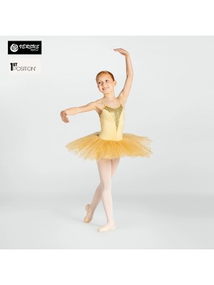 Tutù Danza Paillettes con Tulle Glitter Donna Bambina Saggio Tutu Oro COTU0047